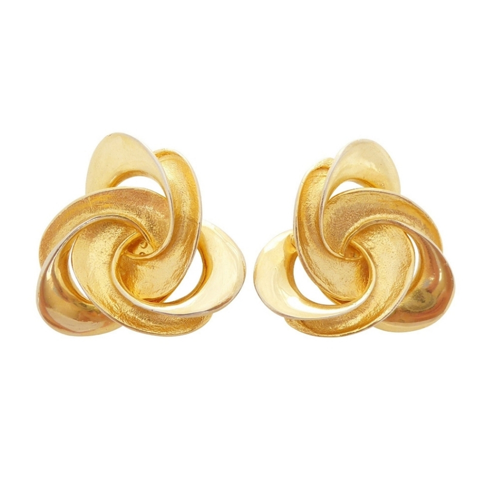 Brushed Gold Vintage Large Chunky Infinity Clip-on Earrings